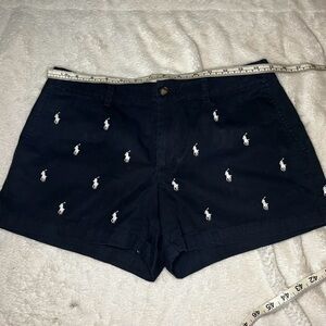 Ralph Lauren Women's Navy Shorts with White Embroidery